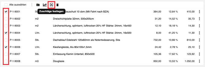 Manuelle Änderung des Zuschlagssatzes in den Stammdaten