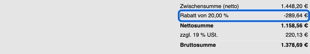Endsumme Ansicht